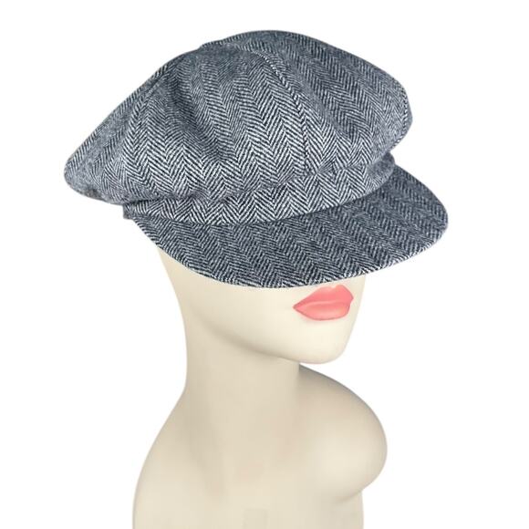 Mucros Weavers Ireland Gray Herringbone Newsboy Cap Hat One Size Wool Blend - Picture 2 of 16